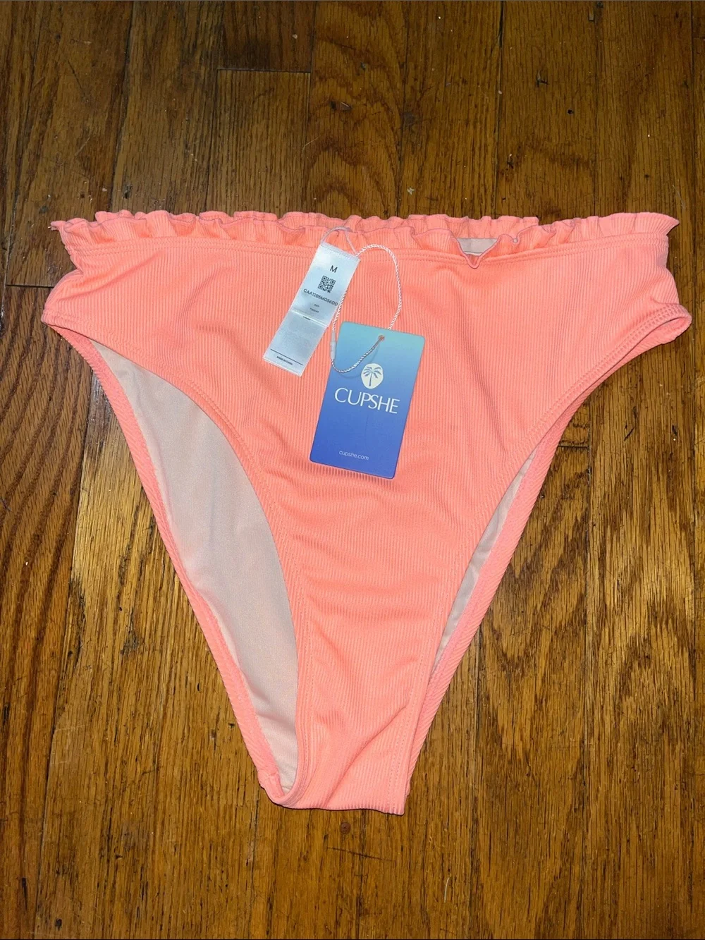 NWT Cupshe Ribbed Ruffle Bikini Bottoms Size Medium - Picture 3 of 7